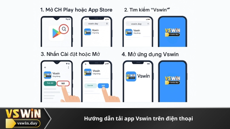 Hướng dẫn tải app Vswin trên điện thoại