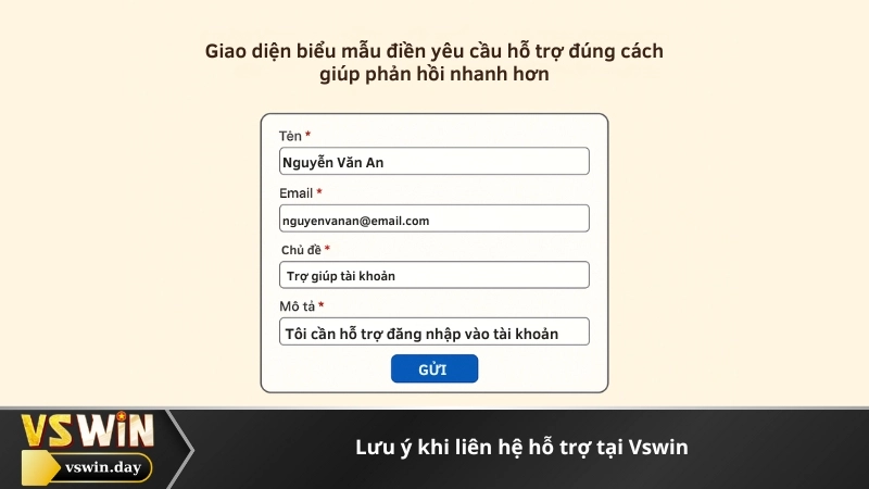 Lưu ý khi liên hệ hỗ trợ tại Vswin