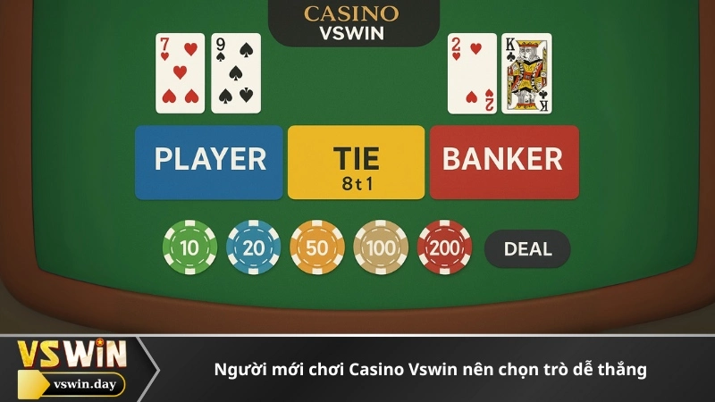 người mới chơi Casino Vswin nên chọn trò dễ thắng